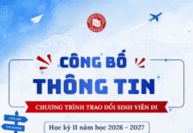 THÔNG BÁO VỀ CHƯƠNG TRÌNH TRAO ĐỔI SINH VIÊN ĐI HỌC KỲ II NĂM HỌC 2026 – 2027 (KỲ HỌC MÙA XUÂN 2027)